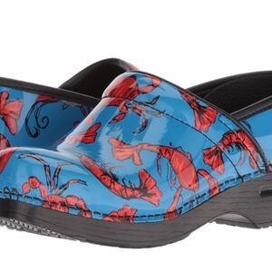 Dansko Blue and Red Floral Clogs